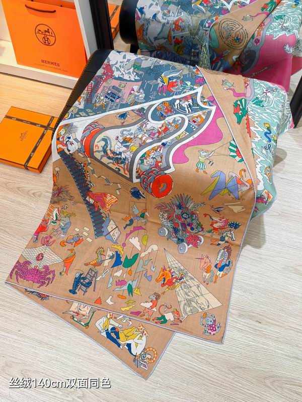 Hermes Scarf 140X140cm 70%羊绒30%真丝 E16 (30)