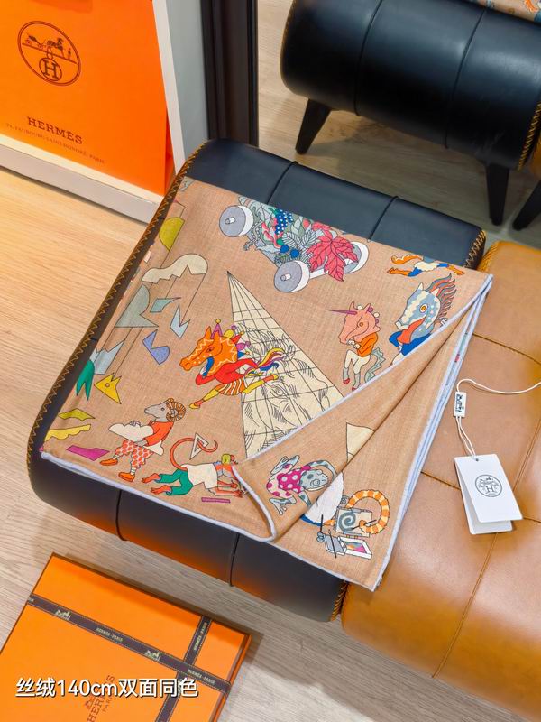 Hermes Scarf 140X140cm 70%羊绒30%真丝 E16 (31)