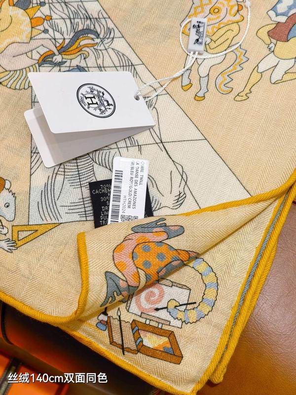 Hermes Scarf 140X140cm 70%羊绒30%真丝 E16 (4)