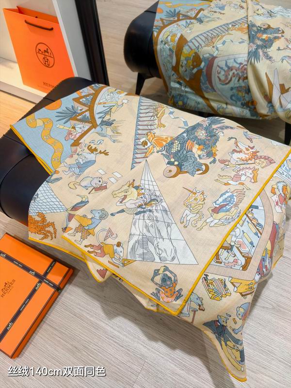 Hermes Scarf 140X140cm 70%羊绒30%真丝 E16 (5)