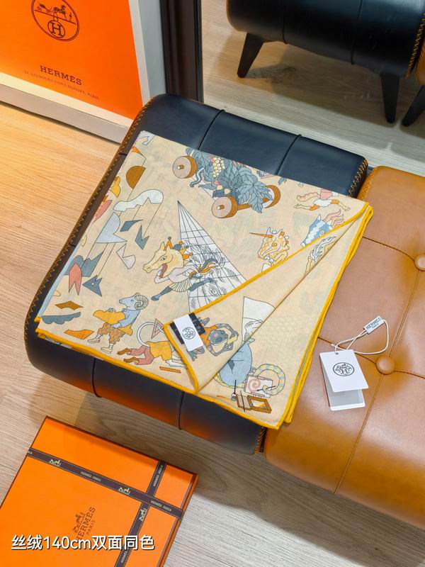 Hermes Scarf 140X140cm 70%羊绒30%真丝 E16 (7)