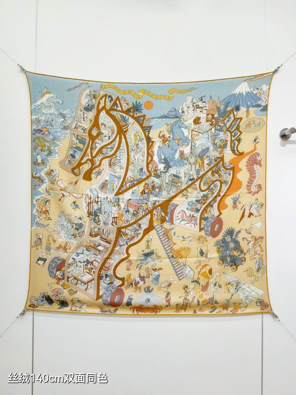 Hermes Scarf 140X140cm 70%羊绒30%真丝 E16 (8)