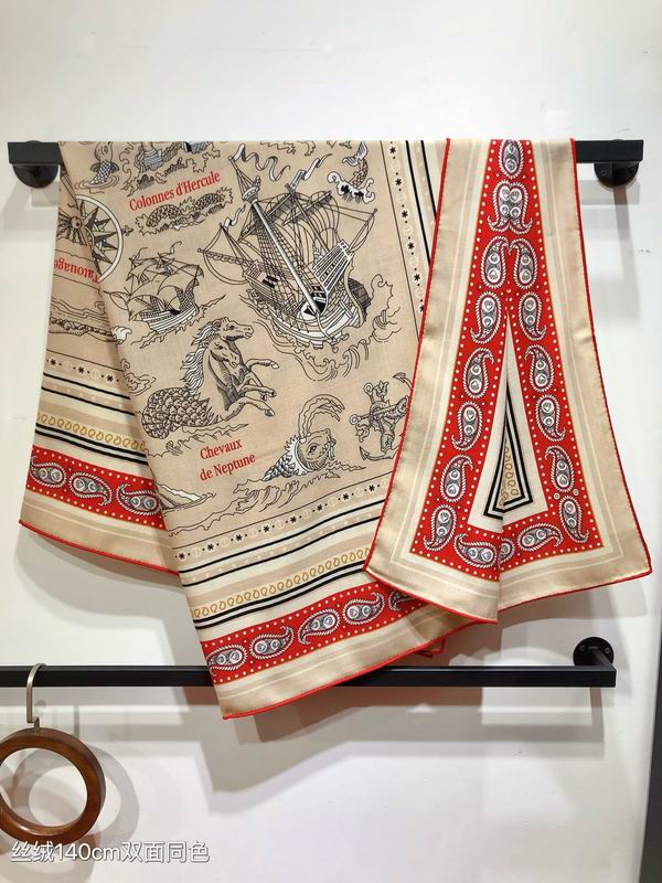Hermes Scarf 140X140cm 70%羊绒30%真丝 E21 (2)