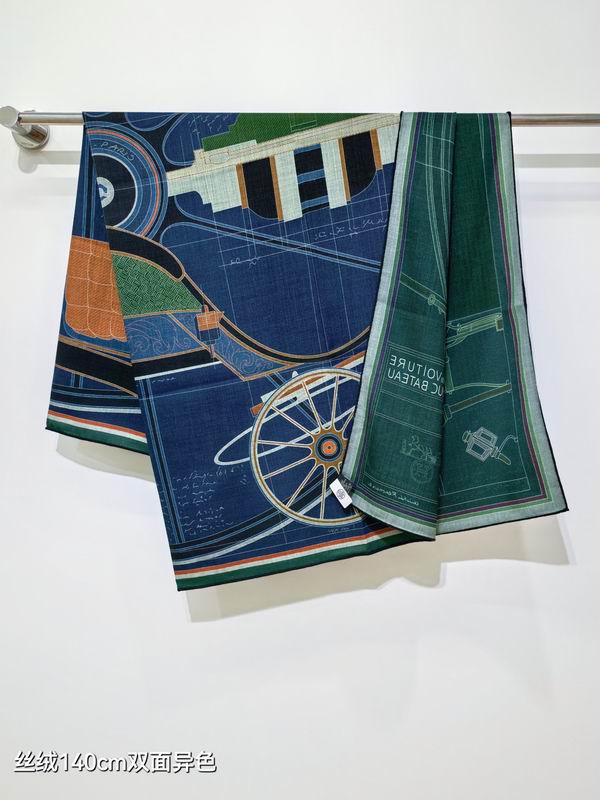 Hermes Scarf 140X140cm 70%羊绒30%真丝 E24 (10)