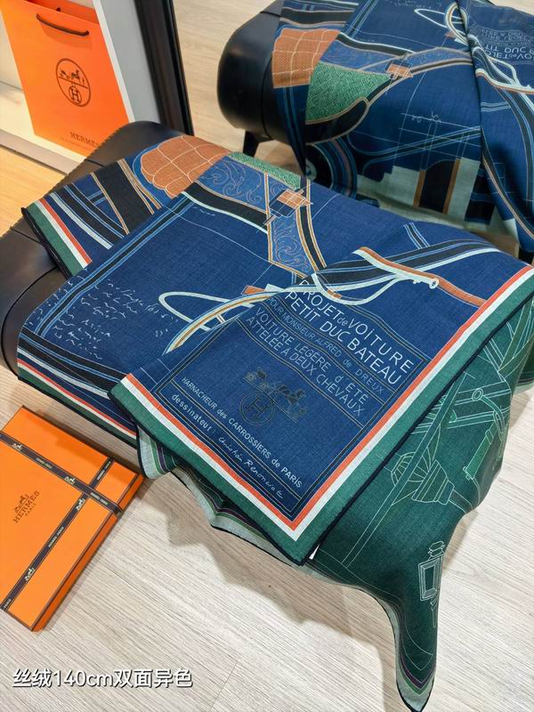 Hermes Scarf 140X140cm 70%羊绒30%真丝 E24 (11)