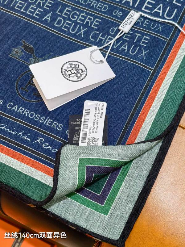 Hermes Scarf 140X140cm 70%羊绒30%真丝 E24 (13)