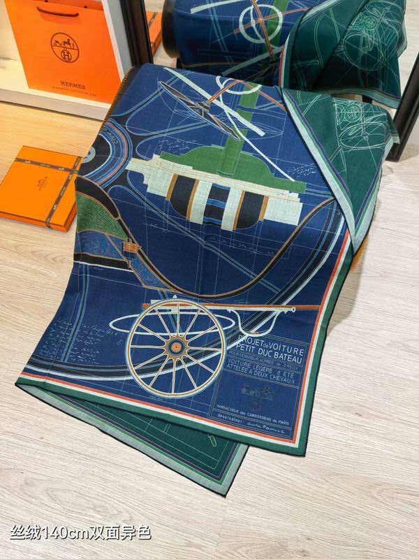 Hermes Scarf 140X140cm 70%羊绒30%真丝 E24 (14)