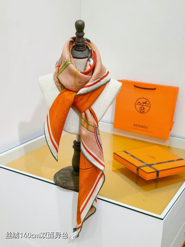 Hermes Scarf 140X140cm 70%羊绒30%真丝 E24 (2)