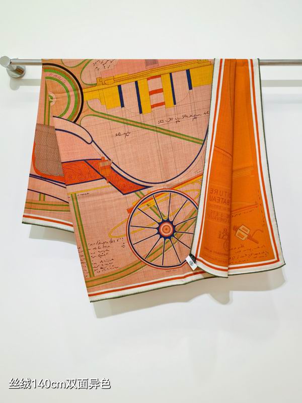 Hermes Scarf 140X140cm 70%羊绒30%真丝 E24 (3)
