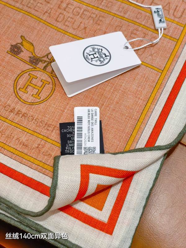 Hermes Scarf 140X140cm 70%羊绒30%真丝 E24 (4)
