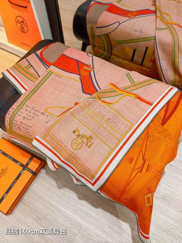 Hermes Scarf 140X140cm 70%羊绒30%真丝 E24 (5)