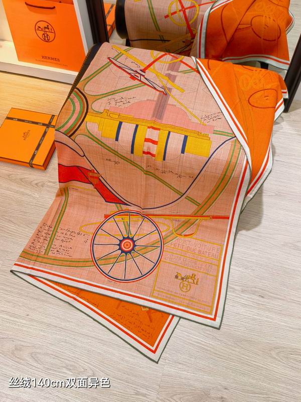 Hermes Scarf 140X140cm 70%羊绒30%真丝 E24 (6)