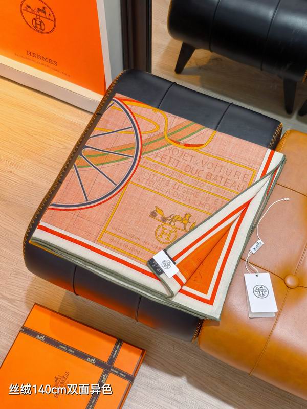 Hermes Scarf 140X140cm 70%羊绒30%真丝 E24 (7)