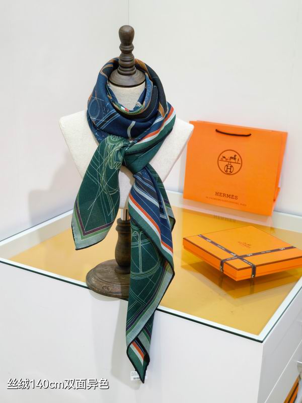 Hermes Scarf 140X140cm 70%羊绒30%真丝 E24 (9)