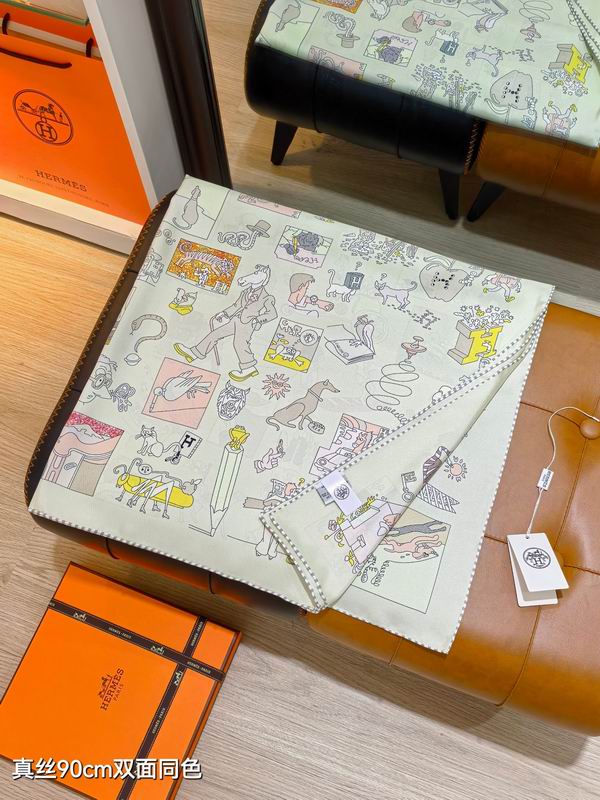 Hermes silk scarf 90X90cm E01 (14)