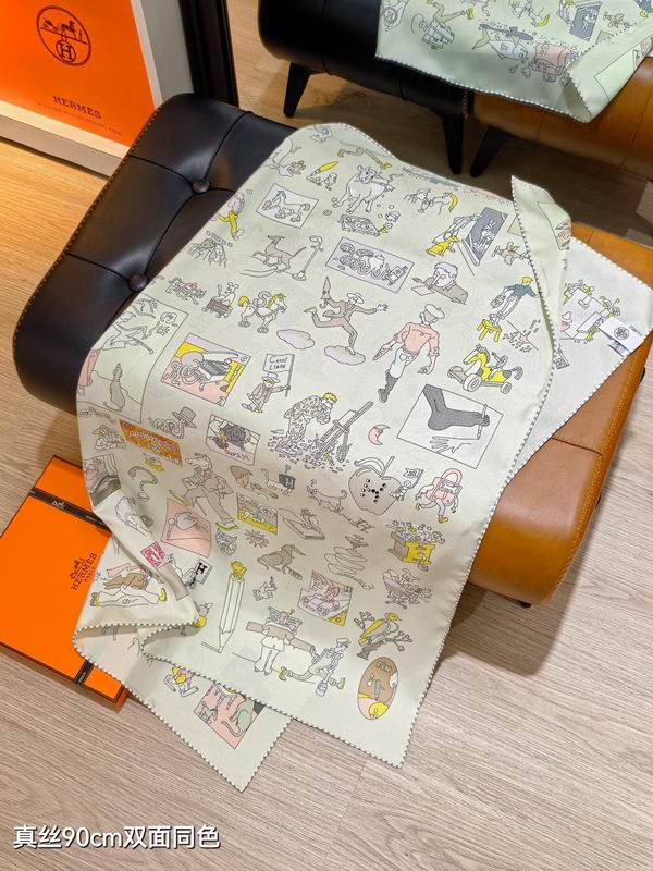 Hermes silk scarf 90X90cm E01 (15)