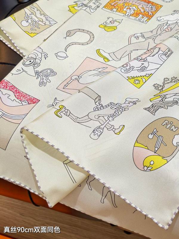 Hermes silk scarf 90X90cm E01 (16)
