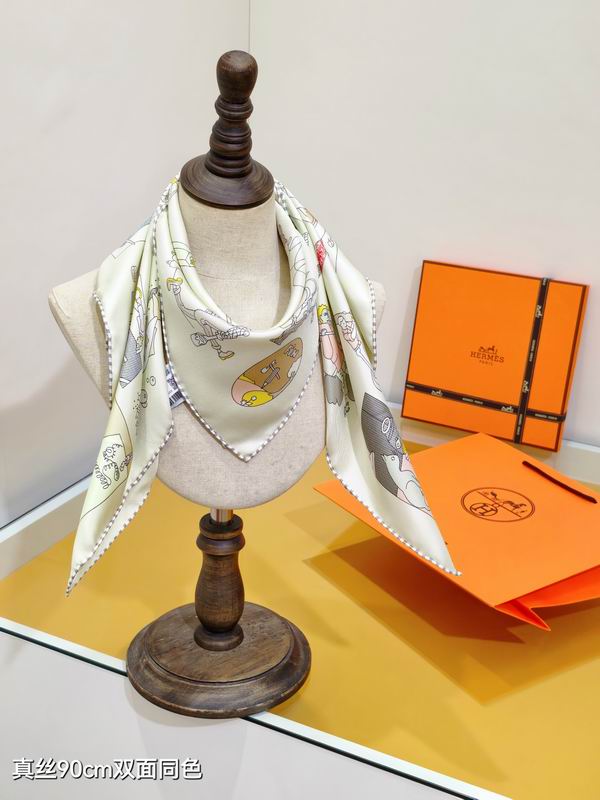 Hermes silk scarf 90X90cm E01 (19)