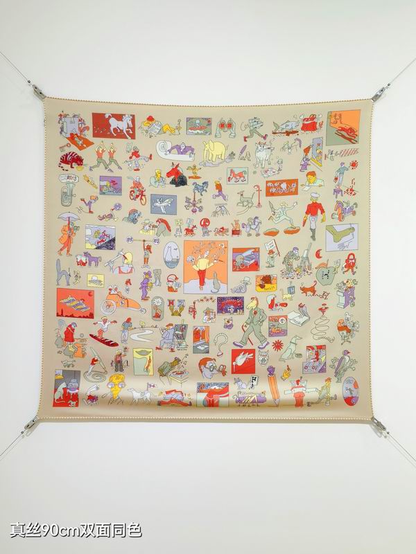 Hermes silk scarf 90X90cm E01 (23)