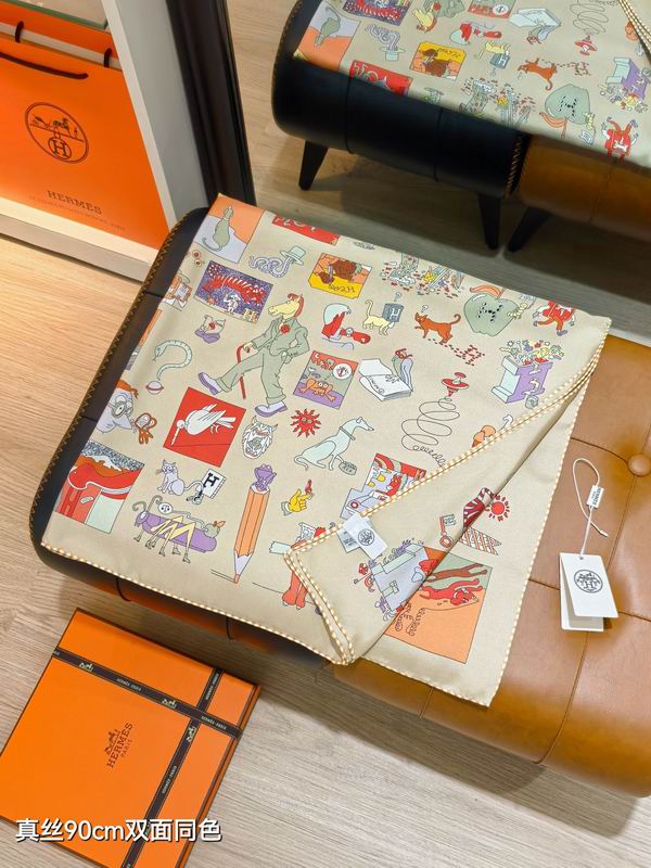 Hermes silk scarf 90X90cm E01 (24)