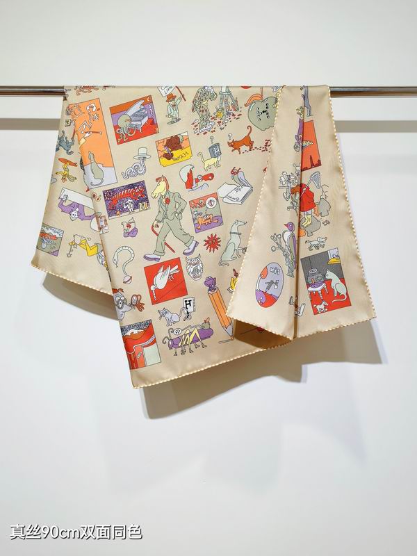Hermes silk scarf 90X90cm E01 (28)