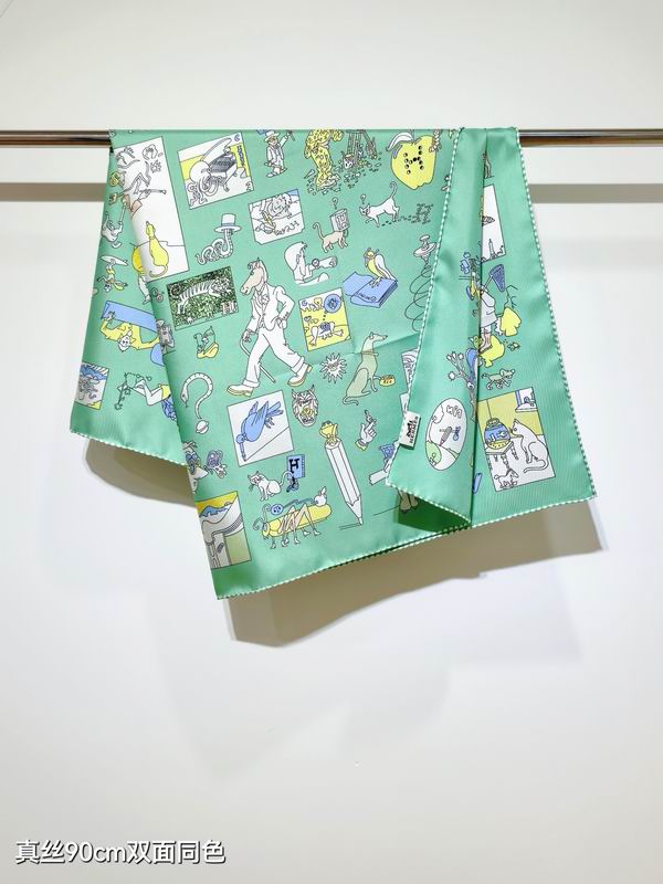 Hermes silk scarf 90X90cm E01 (8)