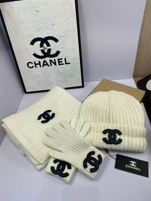 Chanel Scarf Hat Gloves dx (1234)