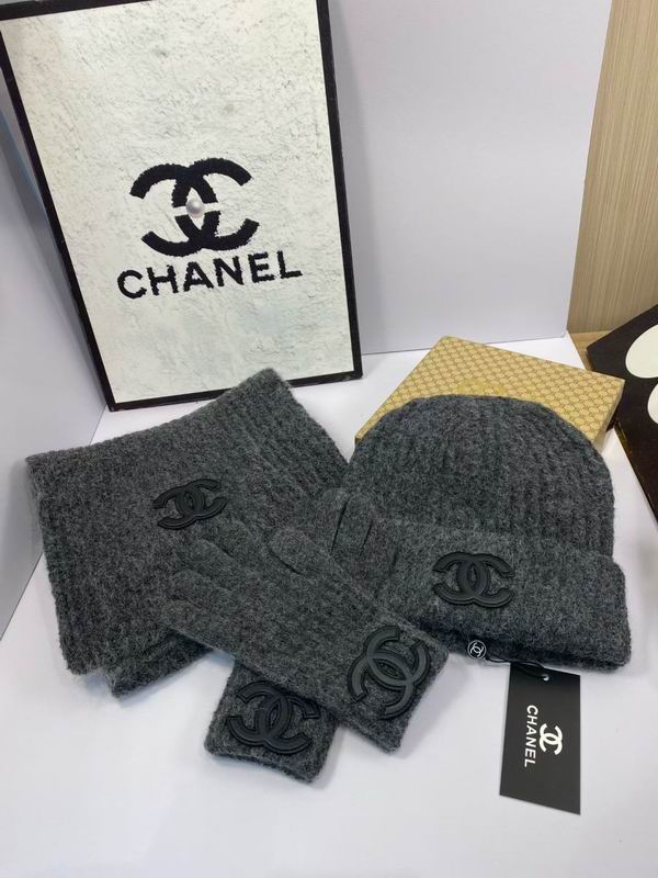 Chanel Scarf Hat Gloves dx (1235)