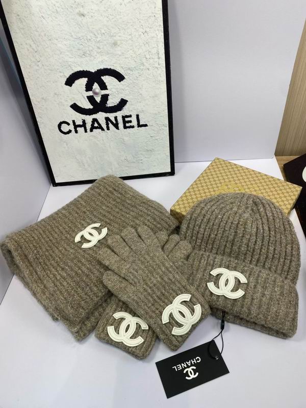 Chanel Scarf Hat Gloves dx (1236)