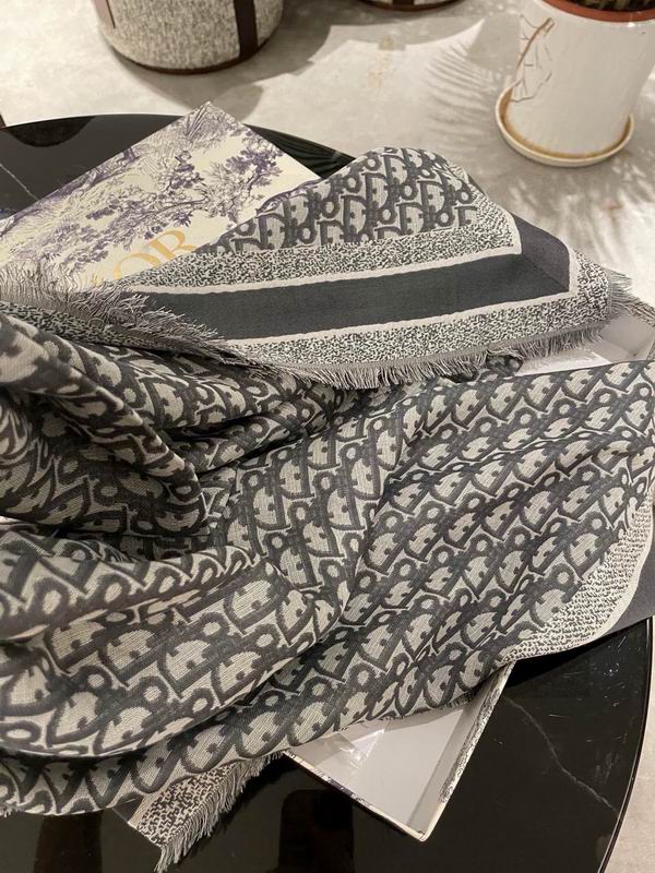 Dior Scarf 140X140cm 57%羊毛43%真丝 E67 (12)