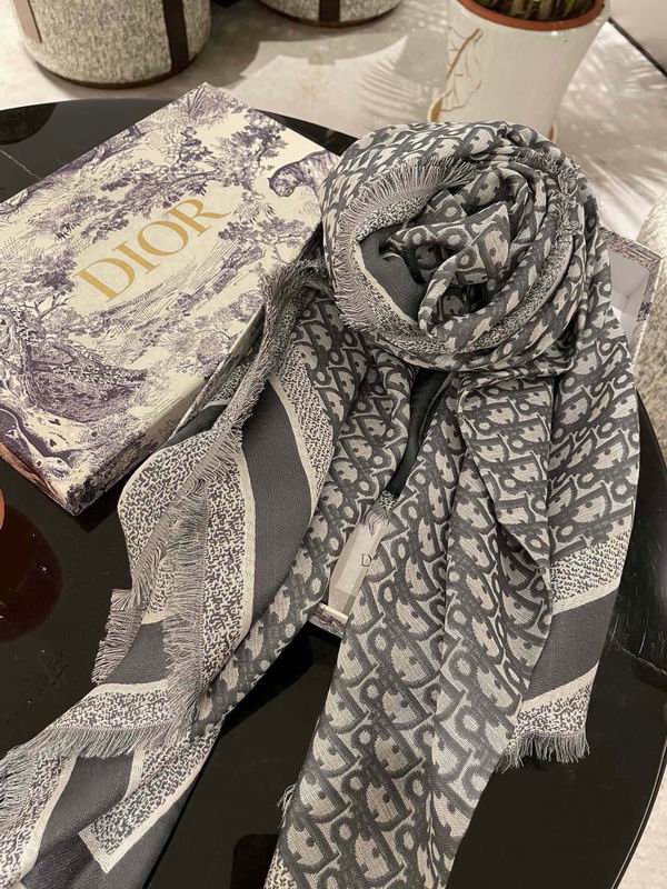 Dior Scarf 140X140cm 57%羊毛43%真丝 E67 (13)
