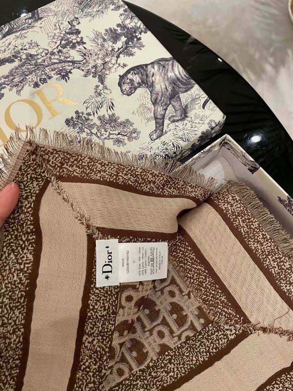 Dior Scarf 140X140cm 57%羊毛43%真丝 E67 (24)