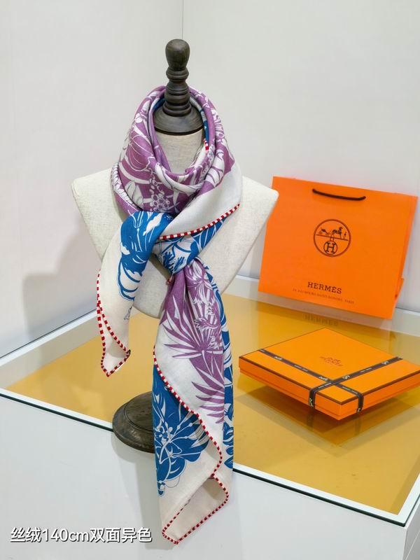 Hermes scarf 140X140cm 70%羊绒30%真丝 E34 (2)