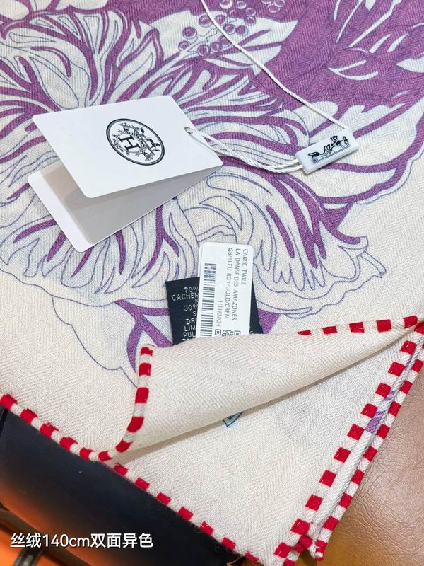 Hermes scarf 140X140cm 70%羊绒30%真丝 E34 (4)