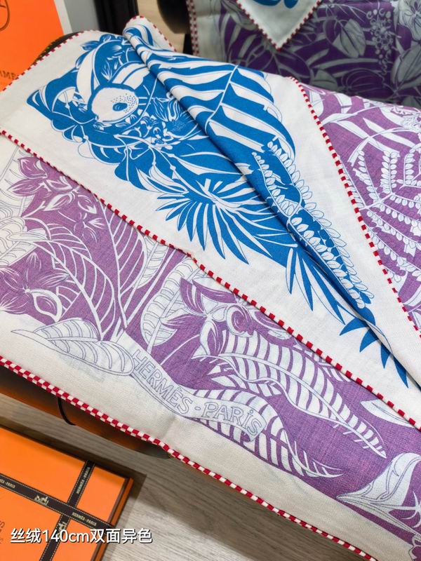 Hermes scarf 140X140cm 70%羊绒30%真丝 E34 (5)
