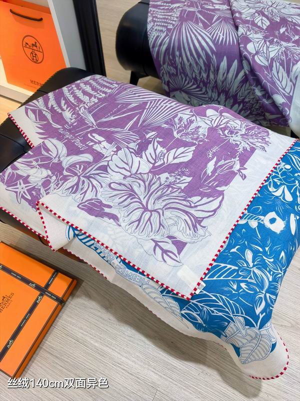 Hermes scarf 140X140cm 70%羊绒30%真丝 E34 (6)