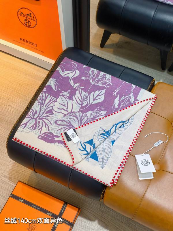 Hermes scarf 140X140cm 70%羊绒30%真丝 E34 (8)