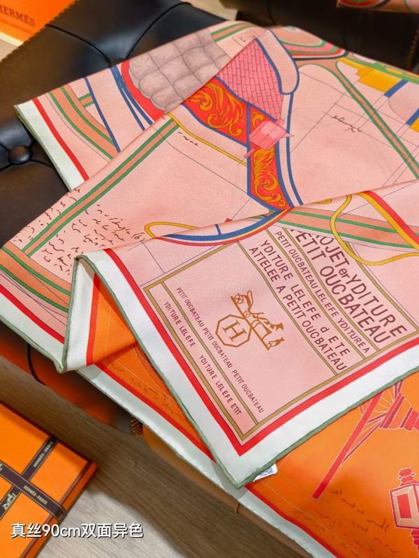 Hermes silk Scarf 90X90cm E35 (4)
