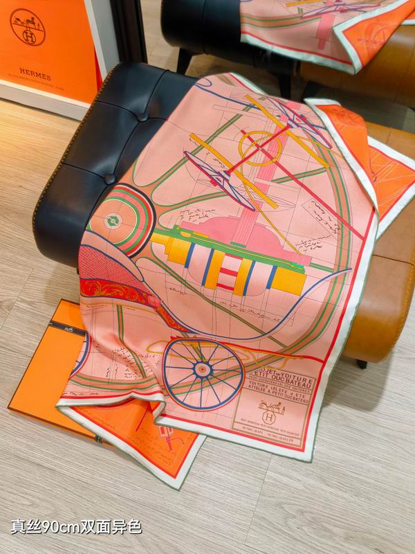 Hermes silk Scarf 90X90cm E35 (5)