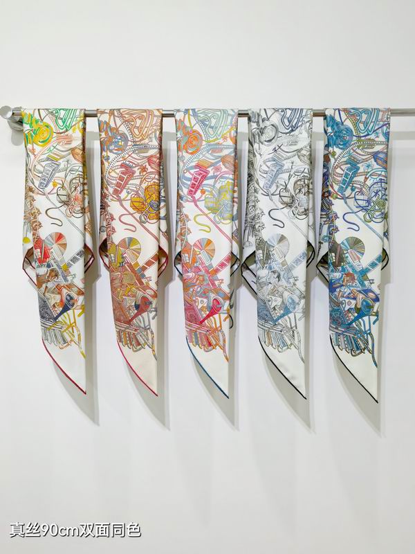 Hermes silk Scarf 90X90cm E40 (1)