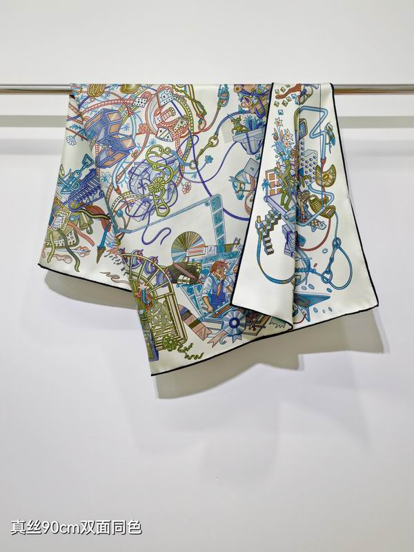 Hermes silk Scarf 90X90cm E40 (4)
