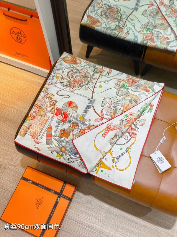 Hermes silk Scarf 90X90cm E40 (43)