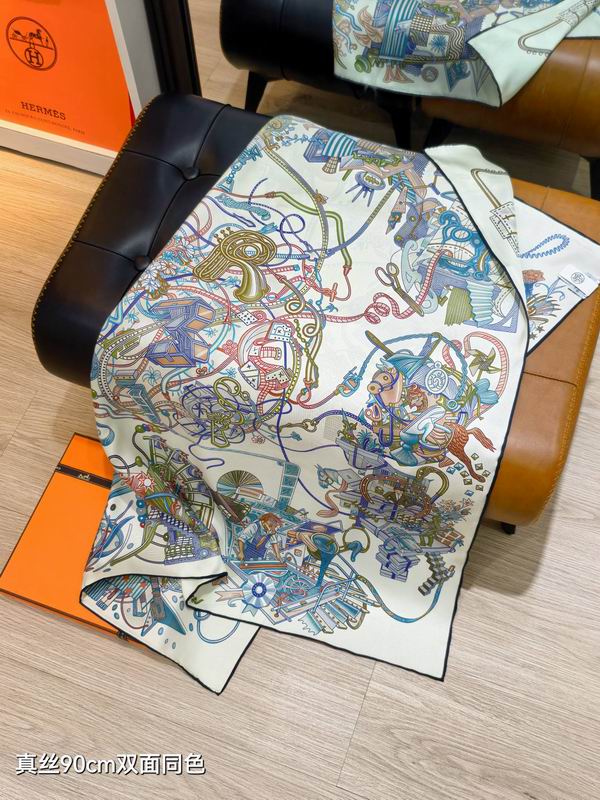 Hermes silk Scarf 90X90cm E40 (7)