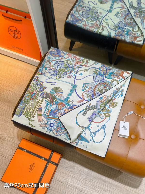 Hermes silk Scarf 90X90cm E40 (8)