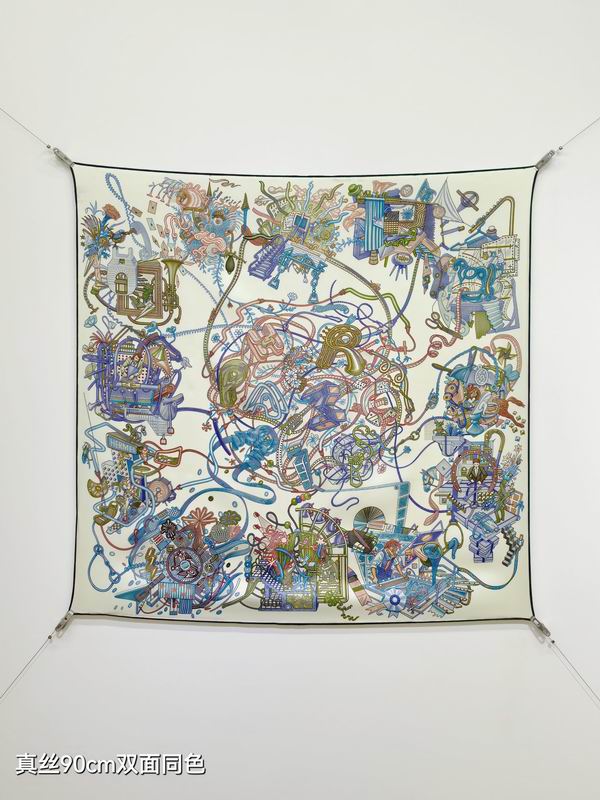 Hermes silk Scarf 90X90cm E40 (9)