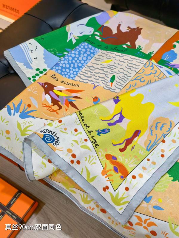 Hermes silk scarf 90X90cm E07 (15)
