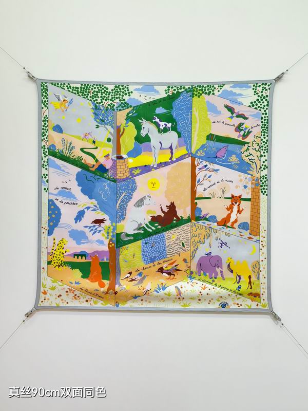 Hermes silk scarf 90X90cm E07 (18)