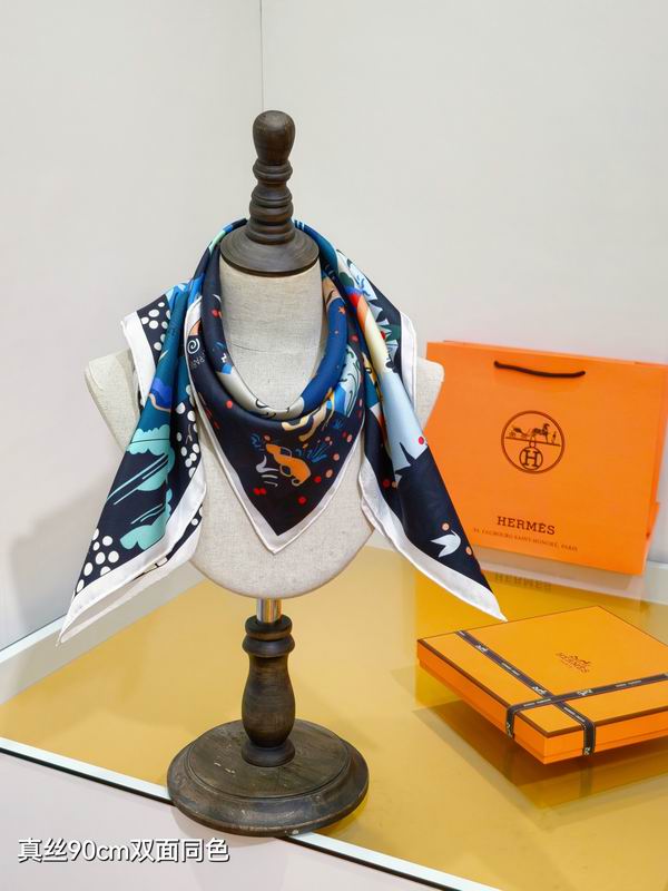 Hermes silk scarf 90X90cm E07 (21)