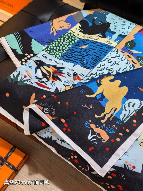 Hermes silk scarf 90X90cm E07 (24)