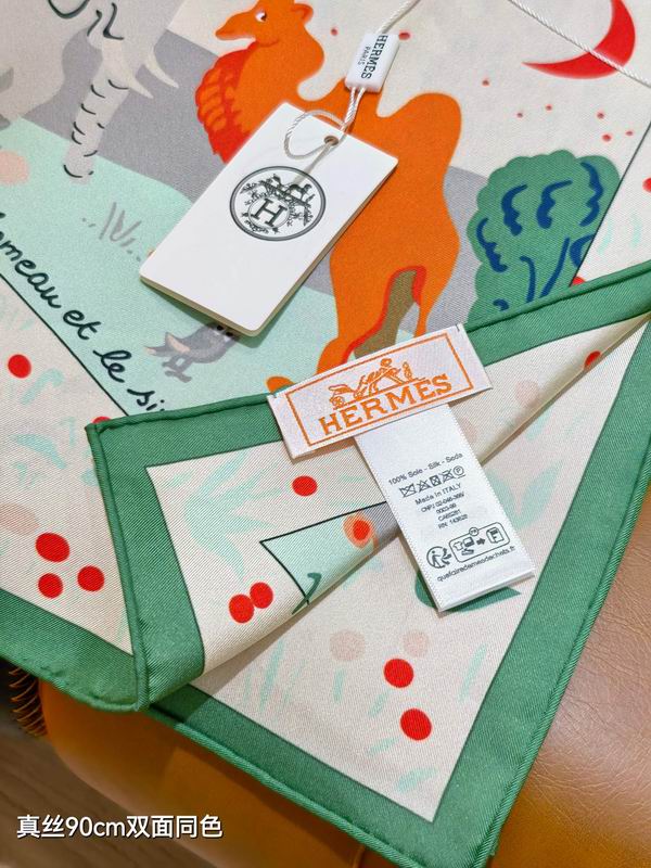 Hermes silk scarf 90X90cm E07 (32)